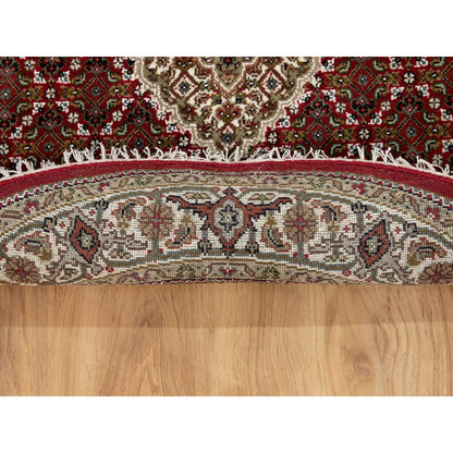 Fine Oriental Wool Hand Knotted Rug Red Brown 4.0X4.0 -O058746