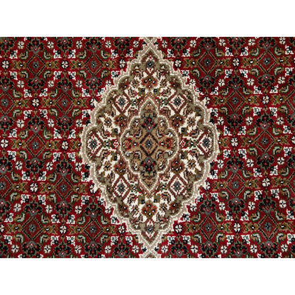 Fine Oriental Wool Hand Knotted Rug Red Brown 4.0X4.0 -O058746