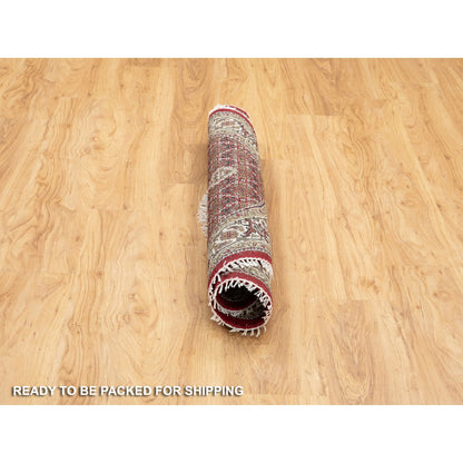 Fine Oriental Wool Hand Knotted Rug Red Brown 4.0X4.0 -O058746