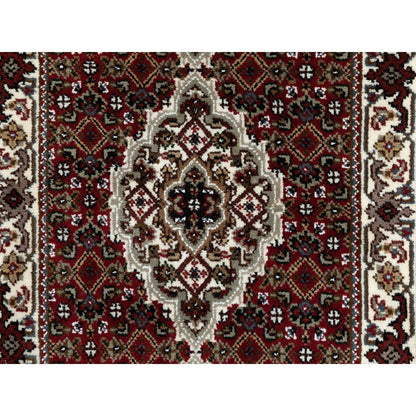 Fine Oriental Wool & Silk Hand Knotted Rug Red 2.0x8.0 -O058757