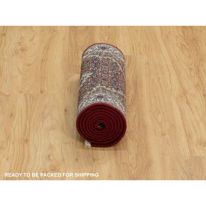 Fine Oriental Wool & Silk Hand Knotted Rug Red 2.0x8.0 -O058757