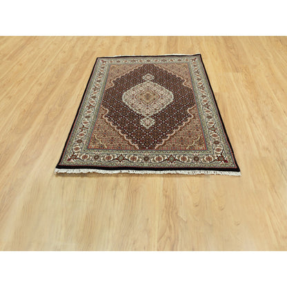Fine Oriental Wool Hand Knotted Rug Black Ivory 4.0X6.0 -O058770