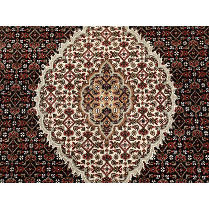 Fine Oriental Wool Hand Knotted Rug Black Ivory 4.0X6.0 -O058770