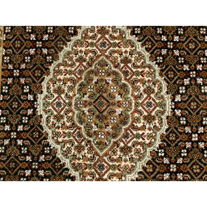 Fine Oriental Wool Hand Knotted Rug Black Ivory 3.1X5.6 -O058776