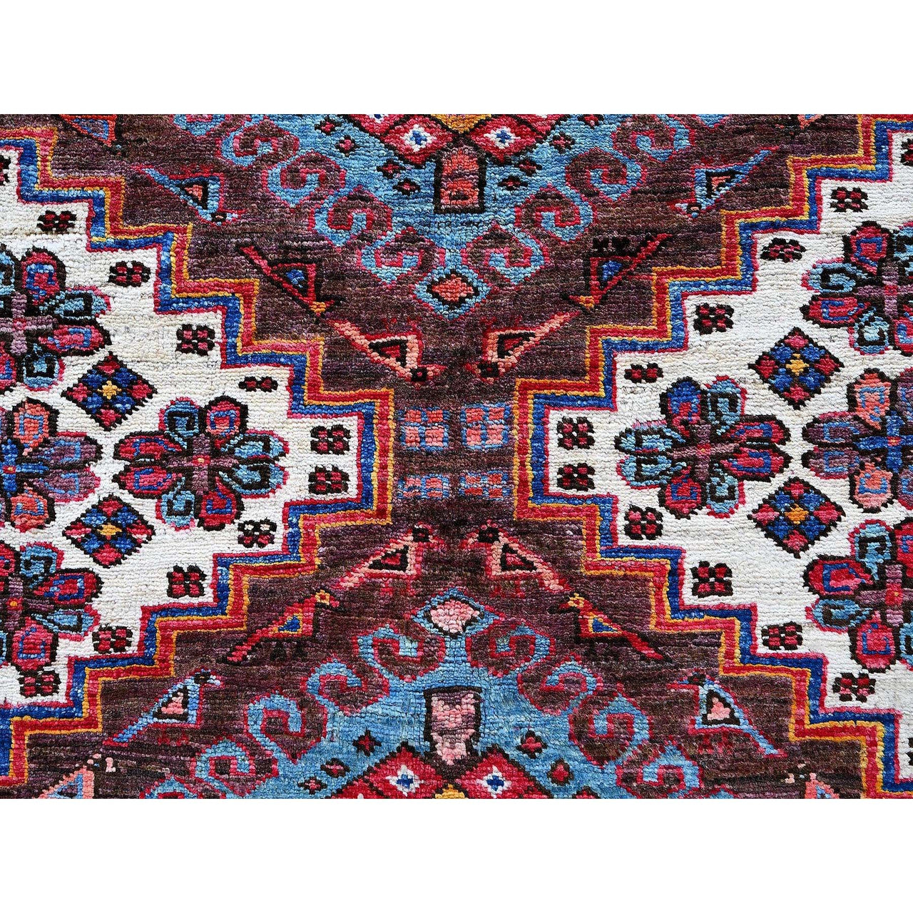 Kazak Wool Hand Knotted Rug Ivory 6.0x7.8 -O0587