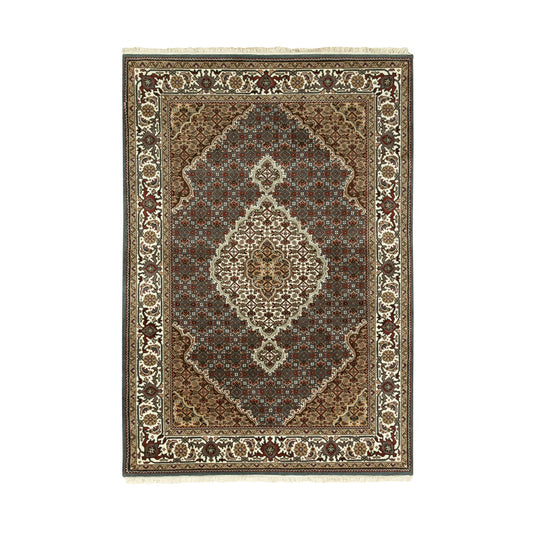 Fine Oriental Wool Hand Knotted Rug Grey Ivory 4.1X6.0 -O058806