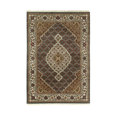 Fine Oriental Wool Hand Knotted Rug Grey Ivory 4.1X6.0 -O058806