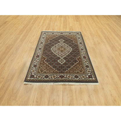 Fine Oriental Wool Hand Knotted Rug Grey Ivory 4.1X6.0 -O058806