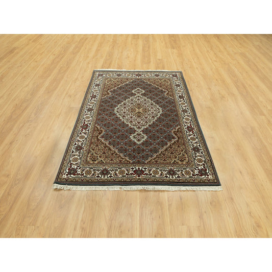 Fine Oriental Wool Hand Knotted Rug Grey Ivory 4.1X6.0 -O058806