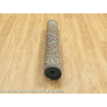 Fine Oriental Wool Hand Knotted Rug Grey Ivory 4.1X6.0 -O058806