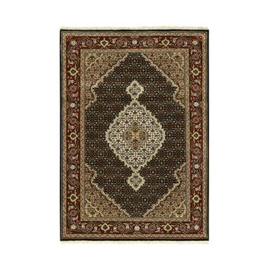 Fine Oriental Wool Hand Knotted Rug Black Red 4.2X6.0 -O058829