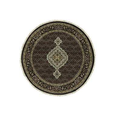 Fine Oriental Wool Hand Knotted Rug Black Black 4.0X4.0 -O058842