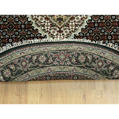 Fine Oriental Wool Hand Knotted Rug Black Black 4.0X4.0 -O058842