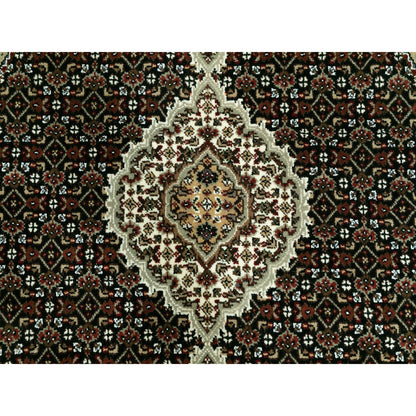Fine Oriental Wool Hand Knotted Rug Black Black 4.0X4.0 -O058842