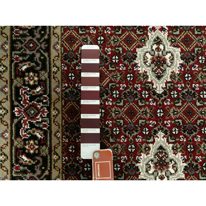 Fine Oriental Wool & Silk Hand Knotted Rug Red Black 2.7X12.1 -O058848