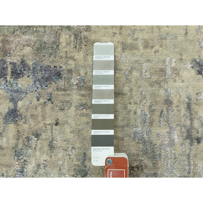 Modern and Contemporary Wool & Silk Hand Knotted Rug Grey No Border 2.8X7.10 -O058876