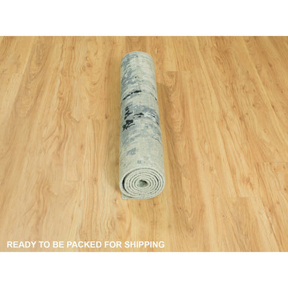 Modern and Contemporary Wool & Silk Hand Knotted Rug Grey No Border 2.8X7.10 -O058876