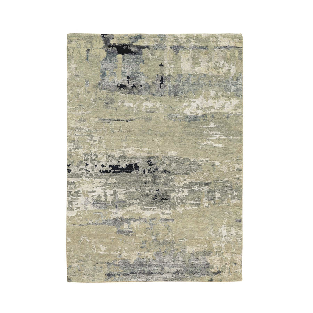 Modern and Contemporary Wool & Silk Hand Knotted Rug Brown No Border 4.0X6.0 -O058878
