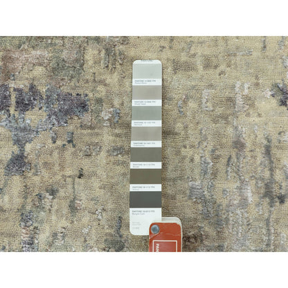 Modern and Contemporary Wool & Silk Hand Knotted Rug Grey No Border 4.0X10.0 -O058880