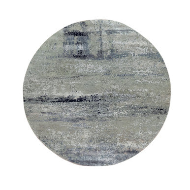 Modern and Contemporary Wool & Silk Hand Knotted Rug Grey No Border 6.0X6.0 -O058883
