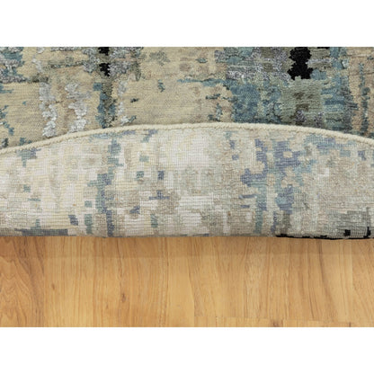 Modern and Contemporary Wool & Silk Hand Knotted Rug Grey No Border 6.0X6.0 -O058883