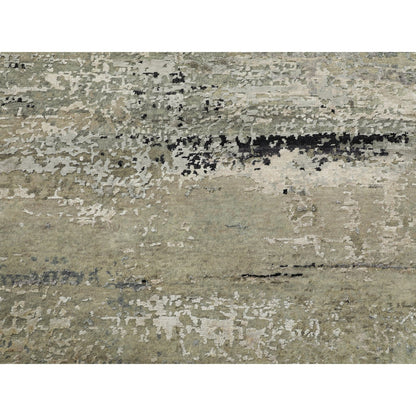 Modern and Contemporary Wool & Silk Hand Knotted Rug Grey No Border 6.0X6.0 -O058883