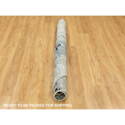 Modern and Contemporary Wool & Silk Hand Knotted Rug Grey No Border 6.0X6.0 -O058883