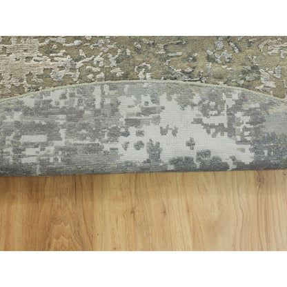 Modern and Contemporary Wool & Silk Hand Knotted Rug Grey No Border 7.0X7.0 -O058885