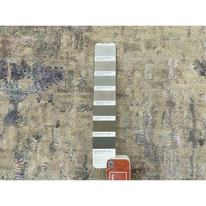 Modern and Contemporary Wool & Silk Hand Knotted Rug Grey No Border 2.9X12.0 -O058887