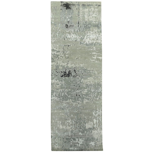 Modern and Contemporary Wool & Silk Hand Knotted Rug Grey No Border 2.8X19.10 -O058890