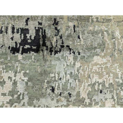 Modern and Contemporary Wool & Silk Hand Knotted Rug Grey No Border 2.8X19.10 -O058890
