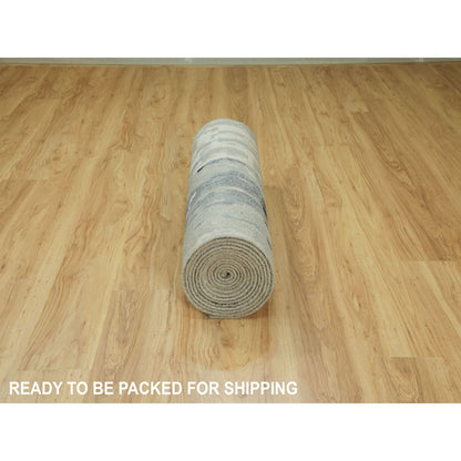 Modern and Contemporary Wool & Silk Hand Knotted Rug Grey No Border 2.8X19.10 -O058890