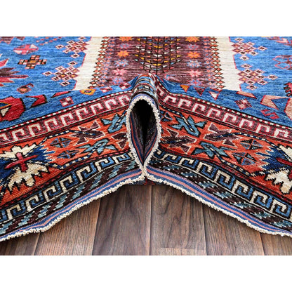 Kazak Wool Hand Knotted Rug Blue 5.11x7.8 -O0588