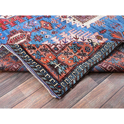 Kazak Wool Hand Knotted Rug Blue 5.11x7.8 -O0588