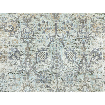 Transitional Wool & Silk Hand Knotted Rug Ivory No Border 2.5X20.5 -O058946