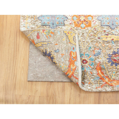 Wool and Silk Wool & Silk Hand Knotted Rug Beige No Border 2.6X16.4 -O058966