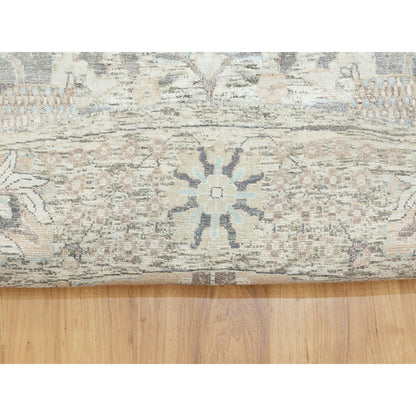 Transitional Wool & Silk Hand Knotted Rug Ivory No Border 11.10X11.10 -O058979