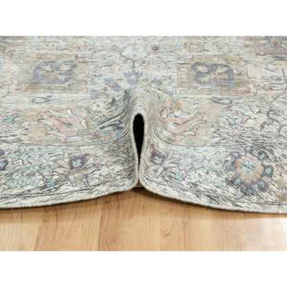 Transitional Wool & Silk Hand Knotted Rug Ivory No Border 11.10X11.10 -O058979