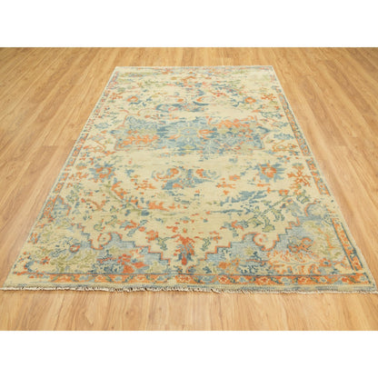 Heriz Wool Hand Knotted Rug Ivory Ivory 5.9X9.0 -O058988