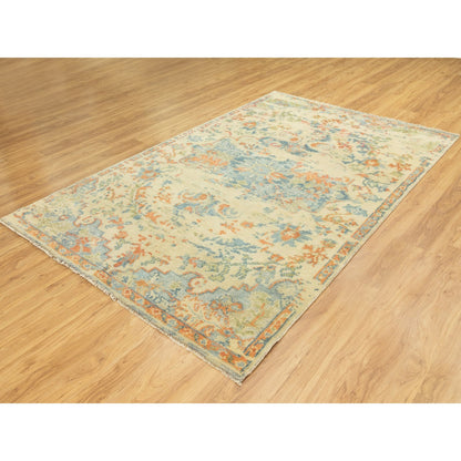 Heriz Wool Hand Knotted Rug Ivory Ivory 5.9X9.0 -O058988