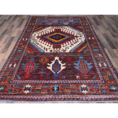 Kazak Wool Hand Knotted Rug Ivory 6.0x8.6 -O0589