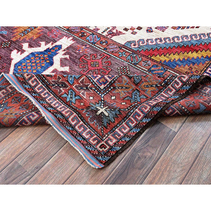 Kazak Wool Hand Knotted Rug Ivory 6.0x8.6 -O0589