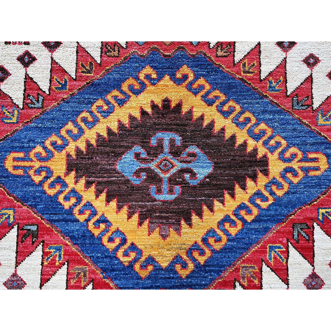 Kazak Wool Hand Knotted Rug Ivory 6.0x8.6 -O0589