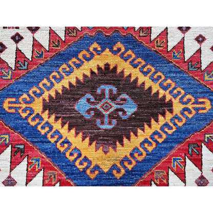 Kazak Wool Hand Knotted Rug Ivory 6.0x8.6 -O0589