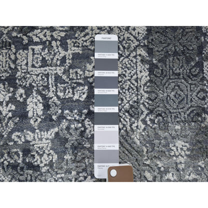 Transitional Wool & Silk Hand Knotted Rug Grey No Border 6.0X6.0 -O059002