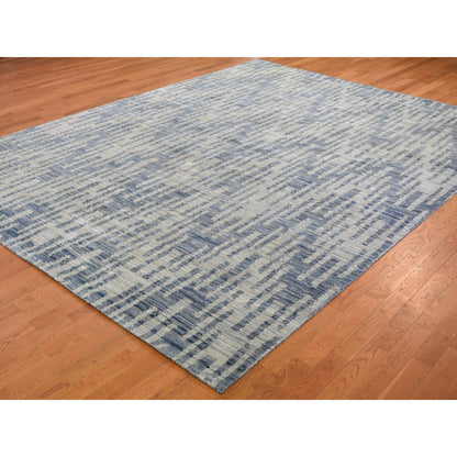 Modern and Contemporary Wool & Pure Silk Hand Knotted Rug Beige No Border 9.0X12.0 -O059003