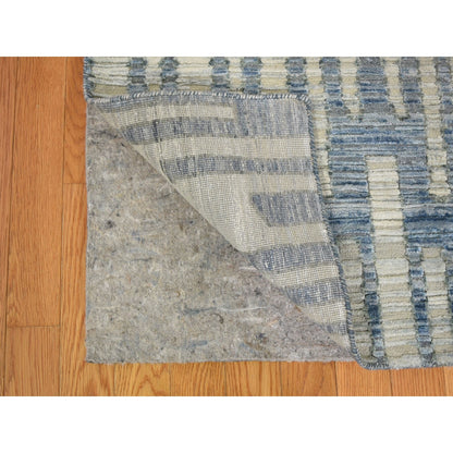Modern and Contemporary Wool & Pure Silk Hand Knotted Rug Beige No Border 9.0X12.0 -O059003