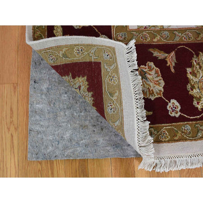 Rajasthan Wool & Silk Hand Knotted Rug Ivory Burgandy 8.0X10.0 -O059009