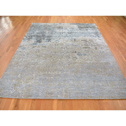 Modern and Contemporary Wool & Silk Hand Knotted Rug Grey 8.0x9.10 -O059042