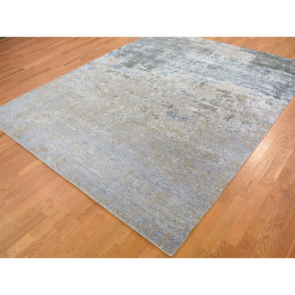 Modern and Contemporary Wool & Silk Hand Knotted Rug Grey 8.0x9.10 -O059042